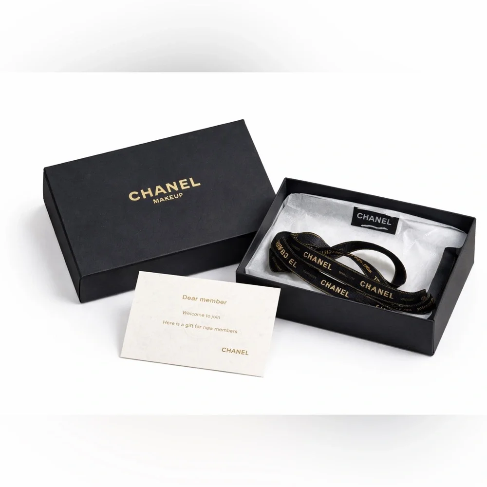 CHANEL Makeup Gift Box Set Black Box + Ribbon + Card Authentic Packaging NWOT